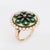 Mid 20th Century Vintage Diamond Pearl Ring Green Enamel Large Round Cocktail 14k Gold Sz 5 For Sale - Image 5 of 6