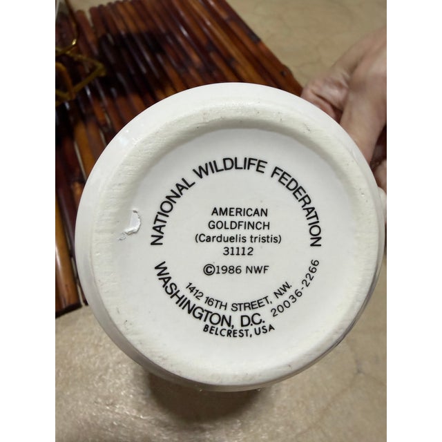 American Vintage 1986 National Wildlife Federation Save Our Songbird Plate & Mug Set With Brass Stand – 9 Pieces For Sale - Image 3 of 5
