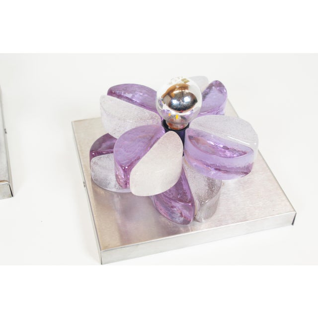 Poliarte Brutalist Glass Wall Sconces by Albano Poli for Poliarte, Italy, 1970s, Set of 2 For Sale - Image 4 of 9