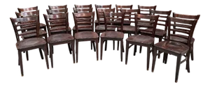 Vintage Wood Dining Chairs, Set of 10