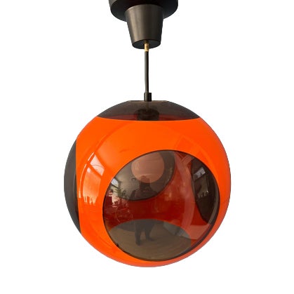 Vintage Orange Bug Eye Massive Space Age Pendant Lamp by Luigi Colani For Sale