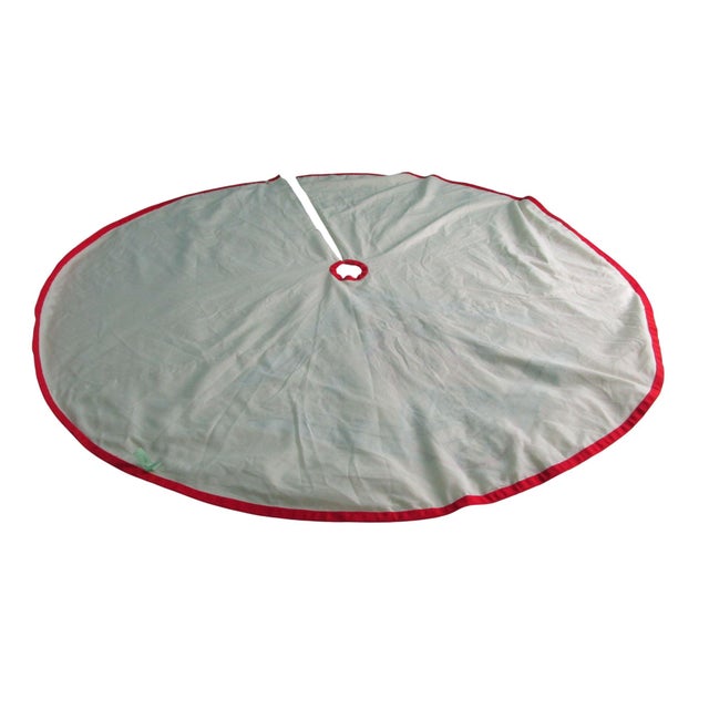 Textile Vintage House of Hatten Southwest Style Santa Applique Tree Skirt 58" Cotton Poly Blend For Sale - Image 7 of 11