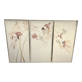 Late 20th Century Mixed Media Botanical Framed Triptych by Kay Sullivan For Sale