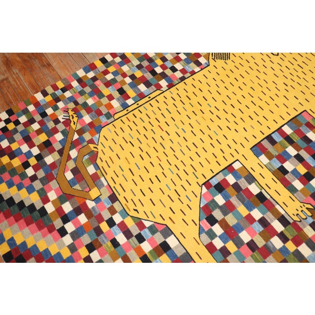 Late 20th Century Persian Rhinoceros Checkerboard Kilim - 4'11" x 6'11" For Sale - Image 18 of 18