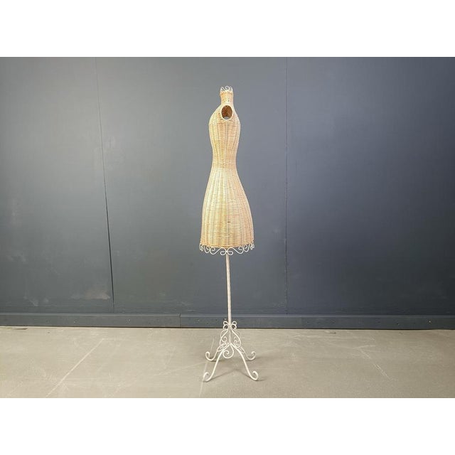 Wood Vintage Wicker Mannequin with Wrought Iron Base, 1960s For Sale - Image 7 of 12