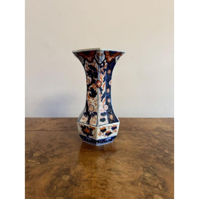 Antique Japanese Imari Hexagonal Shaped Vase, 1900 For Sale - Image 6 of 6