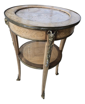 French Louis 16th Style Bronze, Marble and Wood Gueridon Table