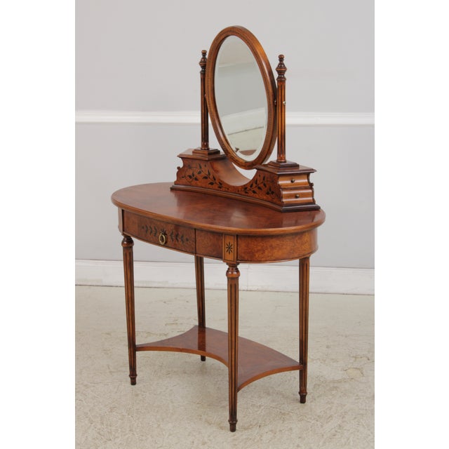 French Rho Mobili Louis XVI Inlaid Vanity Dressing Table For Sale - Image 3 of 17