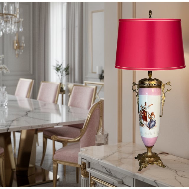 Antique Carlsbad Ormolu Porcelain Urn Table Lamp Signed Carl Larsen For Sale - Image 15 of 18