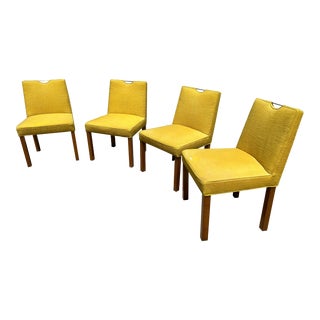 Set of 4 Edward Wormley for Dunbar Mahogany + Brass Dining Chairs, Circa 1950s For Sale