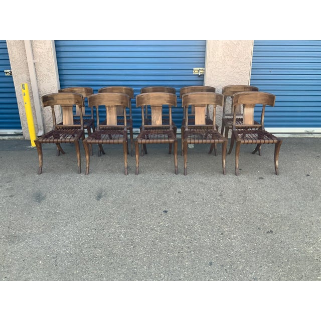 Klismos Style Solid Walnut Dining Chairs - Set of 10 For Sale - Image 10 of 10