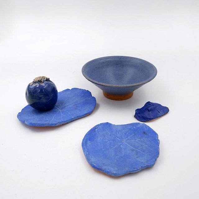 Cobalt Blue Fond Datelier Ceramics from N.Lebrun, Belgium, 1970s, Set of 5 For Sale - Image 14 of 14