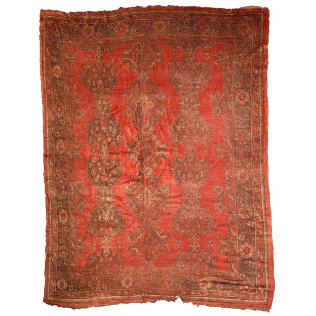 Orange 1900s Handmade Antique Turkish Oushak Rug 9' X 11' For Sale - Image 8 of 8