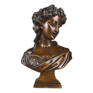 Bust of a Bacchante, 1890s, Bronze For Sale