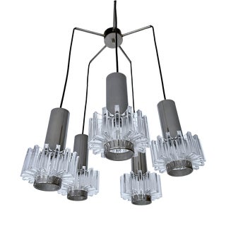 Vintage Space Age Pendant Light in Chrome Plating, Steel and Acrylic Glass from Honsel, 1970s For Sale