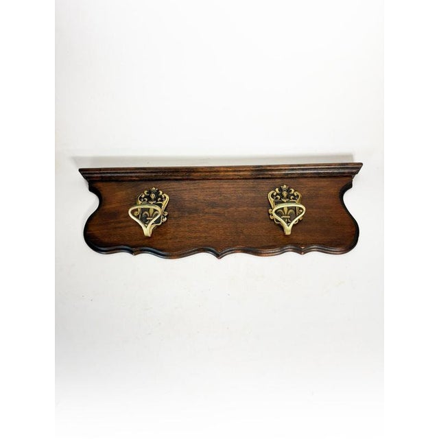Wooden and Brass Coat Rack, France, 1950 For Sale - Image 9 of 13