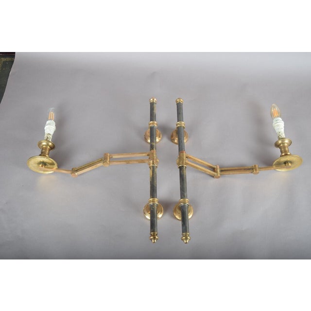 Gold Vintage Brass Swing-Arm Wall Lamps from Maison Jansen, France, 1960s, Set of 2 For Sale - Image 8 of 17
