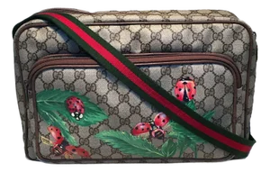 Gucci Vintage Monogram Hand Painted Ladybug Reporter Messenger Shoulder Bag