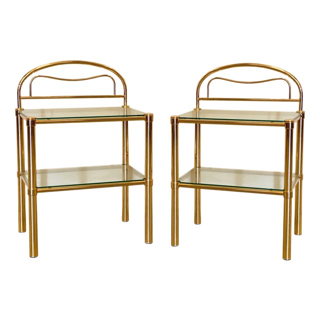 Brass Bedside Tables, 1980s, Set of 2 For Sale