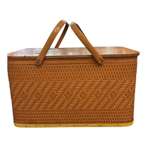 Vintage MCM 1970s Redmon Woven Picnic Basket