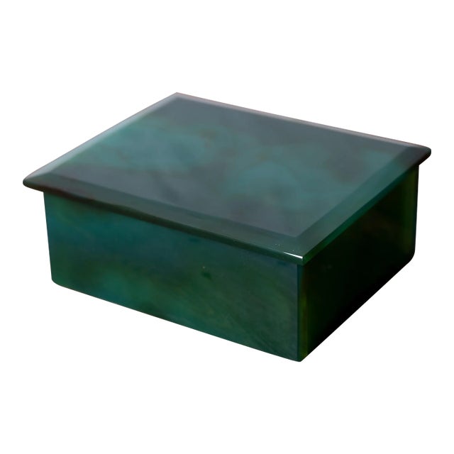 Green Opaline Glass Box For Sale