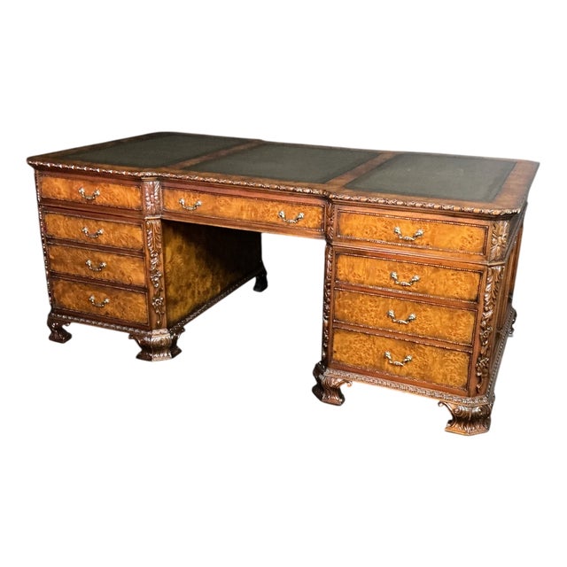 Burr Walnut Partners Desk, 2000s For Sale