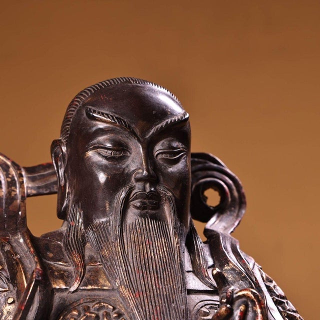 Late 19th Century Gilt Bronze Guandi Figure, 3200g, Ming Mark, Warrior Statue For Sale In Los Angeles - Image 6 of 10