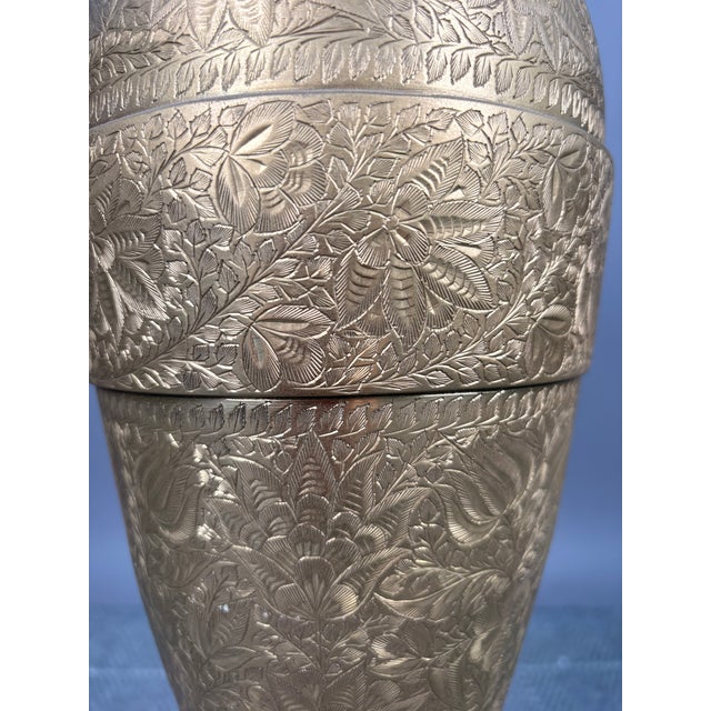 1950s Moroccan Etched Brass Floor Lamp With Tray Table For Sale - Image 4 of 10
