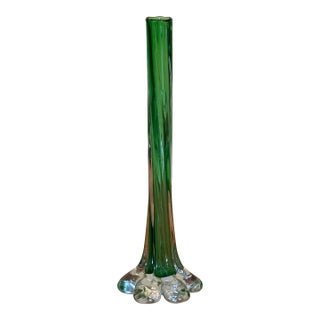 Exquisite Vintage Twist Stem French Vase Art Glass Flower Sleeve Circa 1950's For Sale
