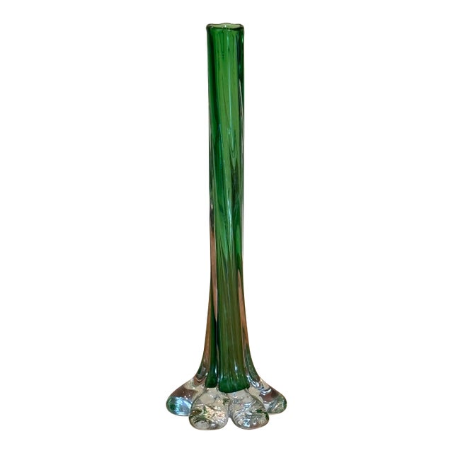 Exquisite Vintage Twist Stem French Vase Art Glass Flower Sleeve Circa 1950's For Sale