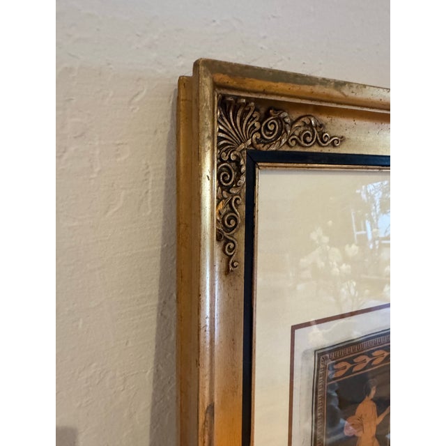 Neoclassical 18th Century Neoclassical Aquatint Engraving | Hamilton Collection | Greek Vase Figures | Double Matted Gold Frame [Sh] Reproduction For Sale - Image 3 of 5