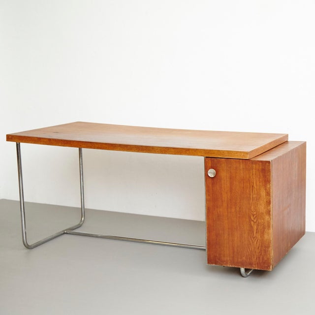 Large Bauhaus Desk in Wood and Tubular Metal, 1930 For Sale - Image 11 of 18
