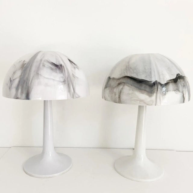 Mid-Century Modern 1970s Marbled Mushroom Lamps, Pair For Sale - Image 3 of 18
