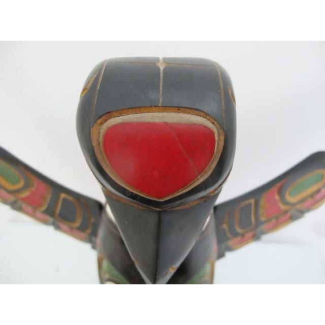 Jimmy Joseph Kwakiutl Eagle Carved Wood Totem Pole Bc Native Sculpture For Sale - Image 17 of 18