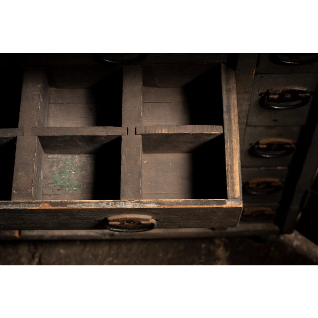 Antique Chippy 17-Drawer Wooden Workshop Parts Cabinet For Sale - Image 11 of 13