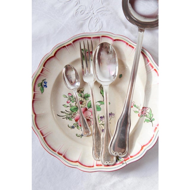 Antique French flatware set for 10 people, made of high-quality silver-plated metal (100 g) by the prestigious firm...