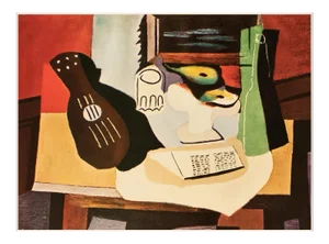 1954 After Pablo Picasso "Fruit Bowl and Guitar", First Limited Edition Offset Lithograph