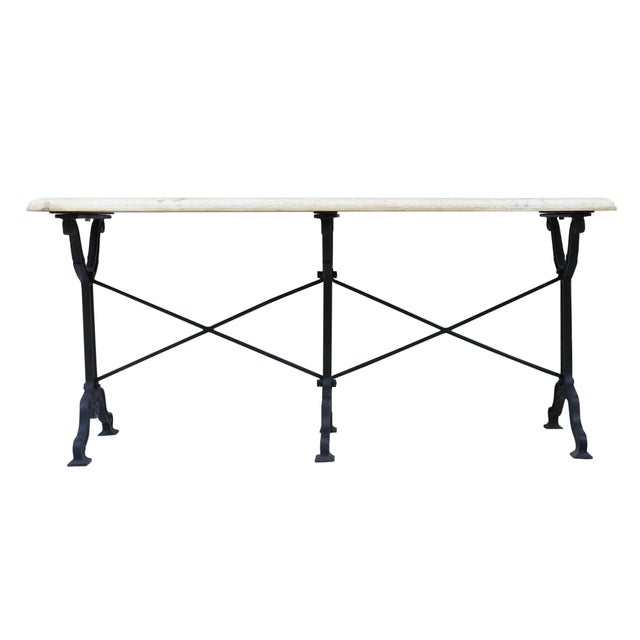 French Matthew Izzo Home Avignon Long Lightly Distressed White Oak and Cast Iron Table For Sale - Image 3 of 7