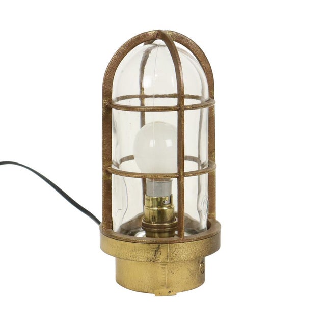 Industrial Industrial Brass Ship Cage Lamp, Rotterdam, 1950s For Sale - Image 3 of 14