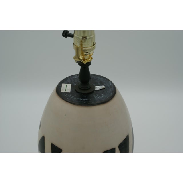 Late 20th Century Black & Ivory Geometric Chulucanas Pottery Lamp – Egg Shape Inca Style For Sale In Wichita - Image 6 of 7