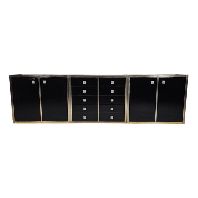 Black Lacquered Sideboard by Renato Zevi, 1970 For Sale