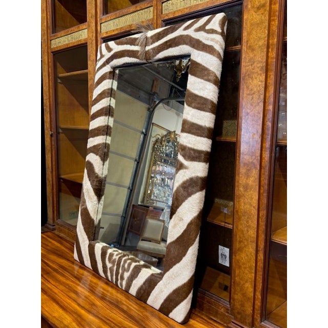 Modern Zebra Hide Mirror For Sale - Image 3 of 6