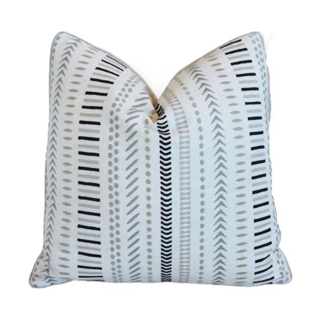 Textile Designer James Dunlop Revival Embroidered Feather/Down Pillow 21” Square For Sale - Image 7 of 7