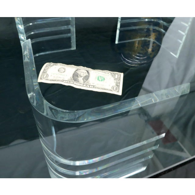 Glass Large Wide Rectangle Rounded Corners Thick Glass Coffee Table For Sale - Image 7 of 10