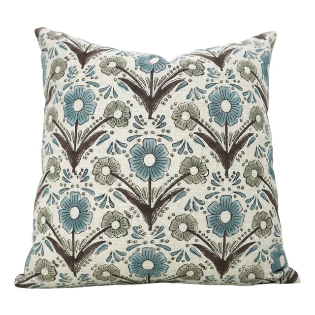 Fabdivine Indian Block Print Cushion Cover 24x24 Inch Viscose Linen-Vanshika For Sale