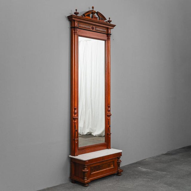 Gründerzeit Standing Mirror with Console in Walnut, 1800s For Sale - Image 18 of 18