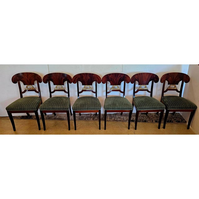 Karl Johan Biedermeier Style Flame Mahogany Dining Chairs -Set of 6 For Sale - Image 4 of 16