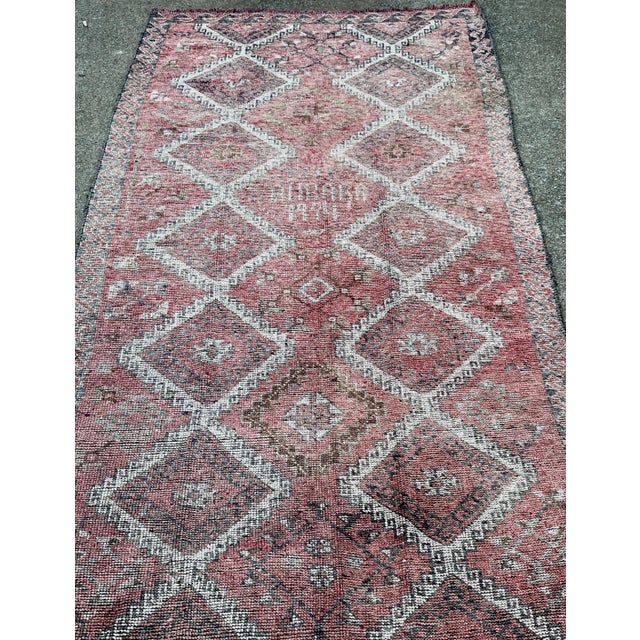 Distressed Hand-Knotted Wool Caucasian Rug 'Reservable' Signed & Dated 1994 For Sale - Image 13 of 18