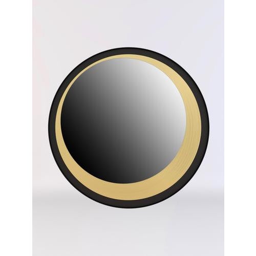 Wall Mirror 034 by Edizioni Design Dimensions: Ø 79 cm Materials: Black wood, brushed brass, black paintWall mirror with...