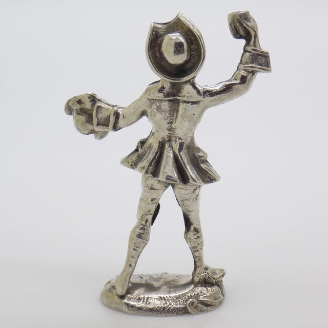 Metal Vintage Italian Handmade Silver Renaissance Character Figurine, 1970s For Sale - Image 7 of 11